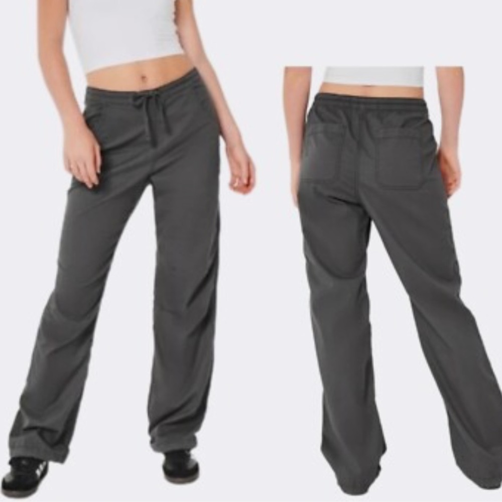 HOLLISTER Adjustable Rise Parachute Baggy Pants Gray Drawstring Women’s Large - Picture 3 of 12
